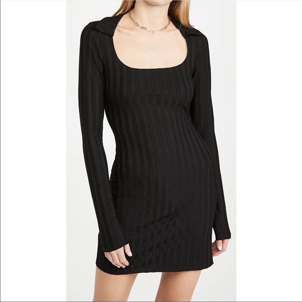 NEW Reformation Vittoria Ribbed Collar Bodycon Dress Medium